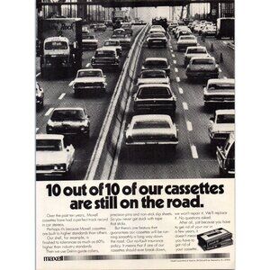 1979 Maxell Blank Cassette Tape Vintage Print Ad Rush Hour Interstate Wall Art